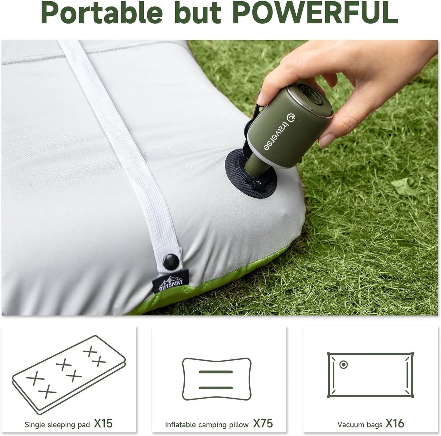 Nano Inflatable Pump with Built-In Lantern & Magnetic Design for Air Mattress, Pool Floats, & More
