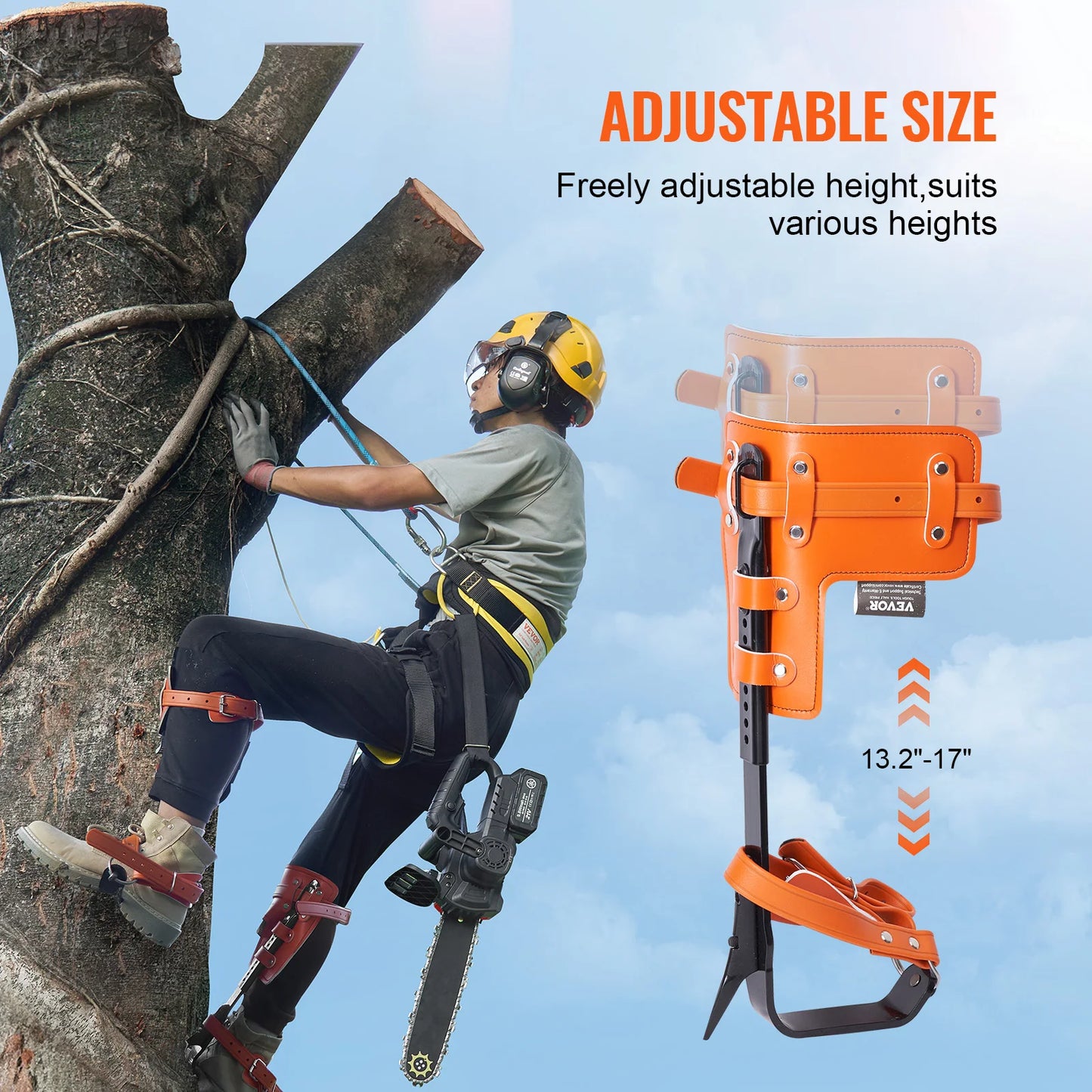 SucceBuy Tree Climbing Spikes Steel Climbing Spurs 350lbs Load Capacity Tree Climbing Gear with Straps and Spike Protectors