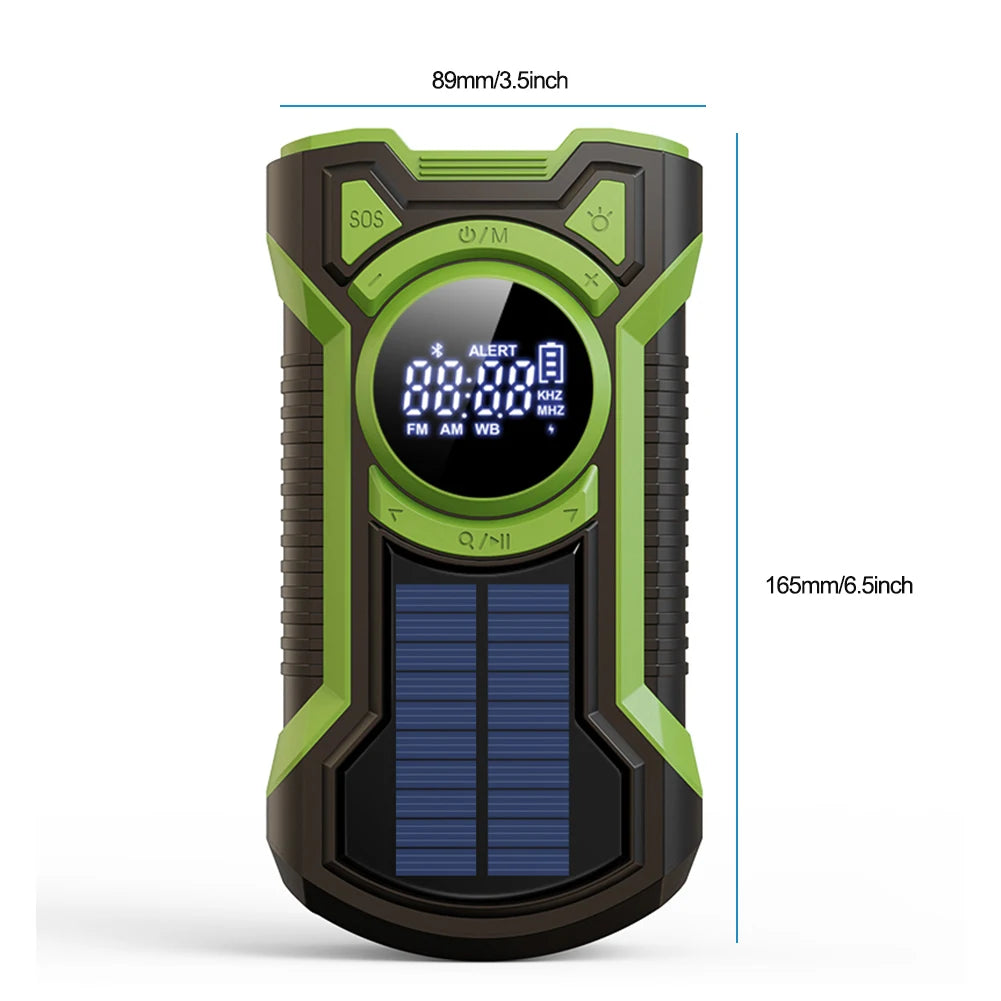 Multifunctional Solar Hand Crank Radio AM/FM/NOAA Weather Radio Bluetooth Speaker 5000mAh Emergency Flashlight Phone Power Bank