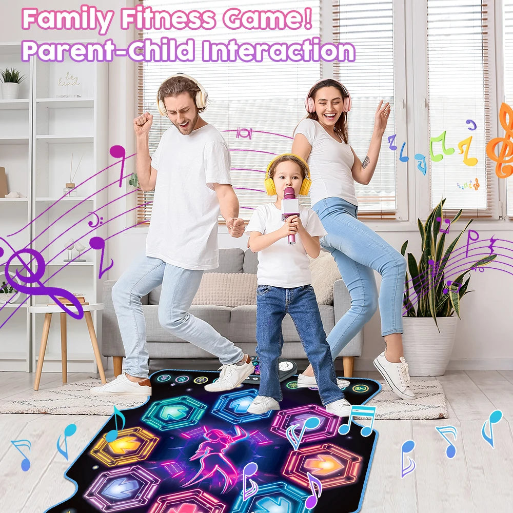 VATOS Dance Mat for Kids 27 Levels 8 LED Keys Bluetooth 5 Game Modes Built-in Music Ages 3+ Years Outdoor Fun Party Toys