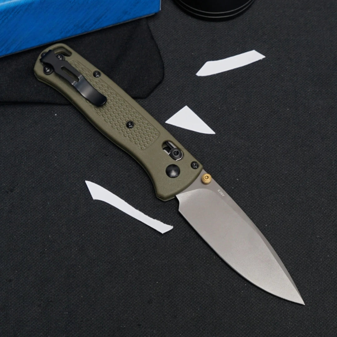 535 Outdoor Folding Knife (Military Green Grey Blade), Fiberglass Handle, Fishing, Hiking, Survival, Men's and Women's Gifts
