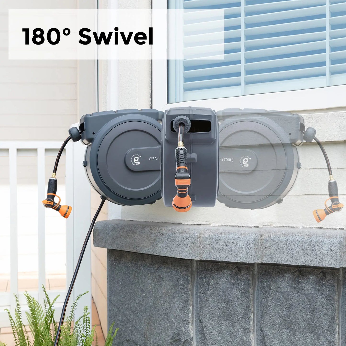 Giraffe Tools AW30 Garden Hose Reel Retractable 1/2" x 100 ft Wall Mounted Water Hose Reel