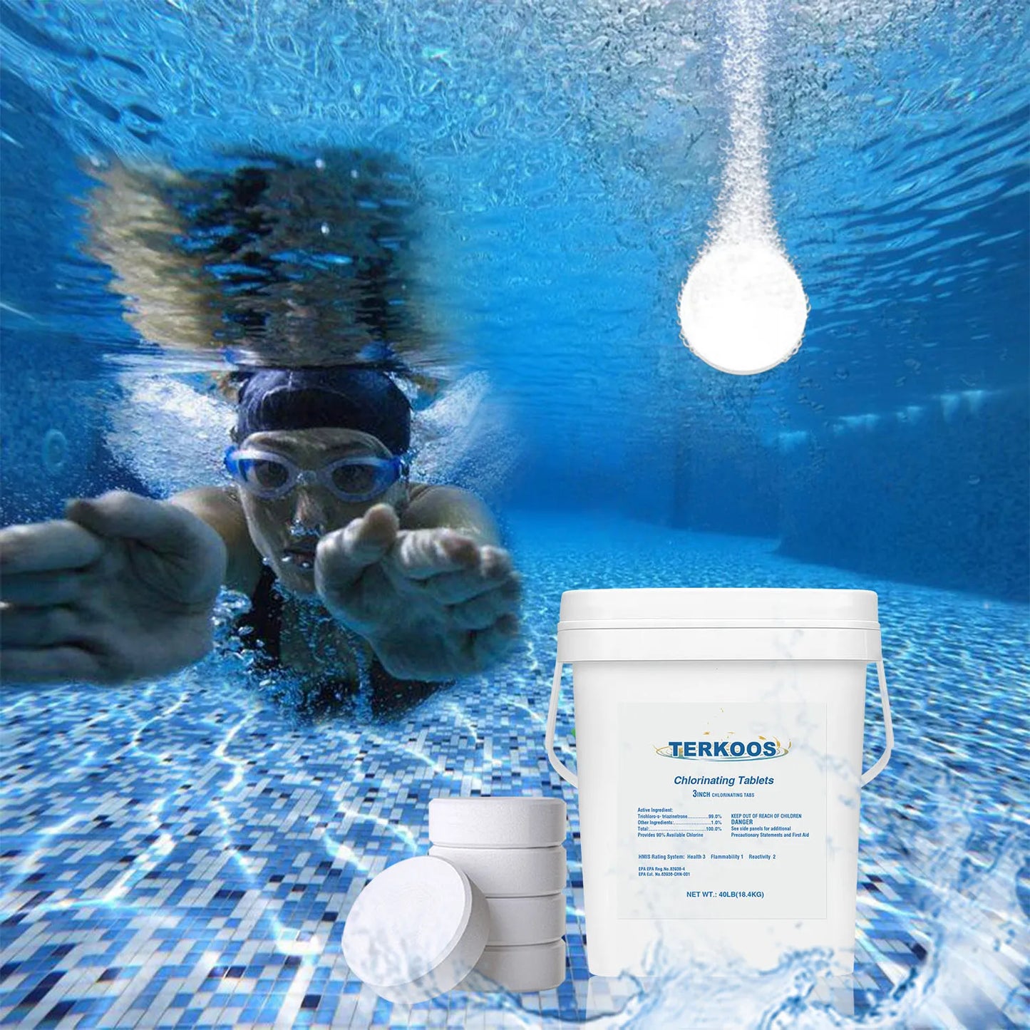 Keezumy Chlorine Tablets For Swimming Pools, Swimming Pool Water Purifier Dose Tablet Chlorine, Stabilized Chlorine Tablets