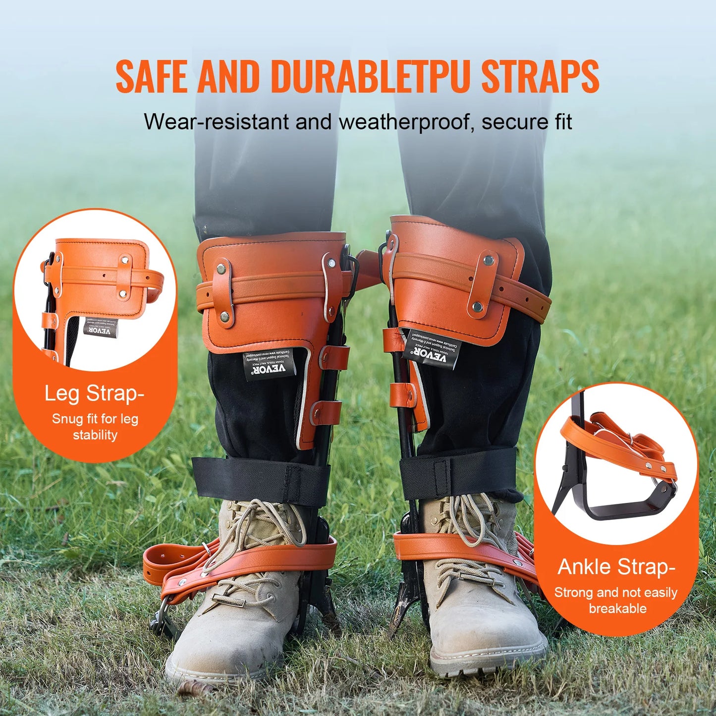 SucceBuy Tree Climbing Spikes Steel Climbing Spurs 350lbs Load Capacity Tree Climbing Gear with Straps and Spike Protectors