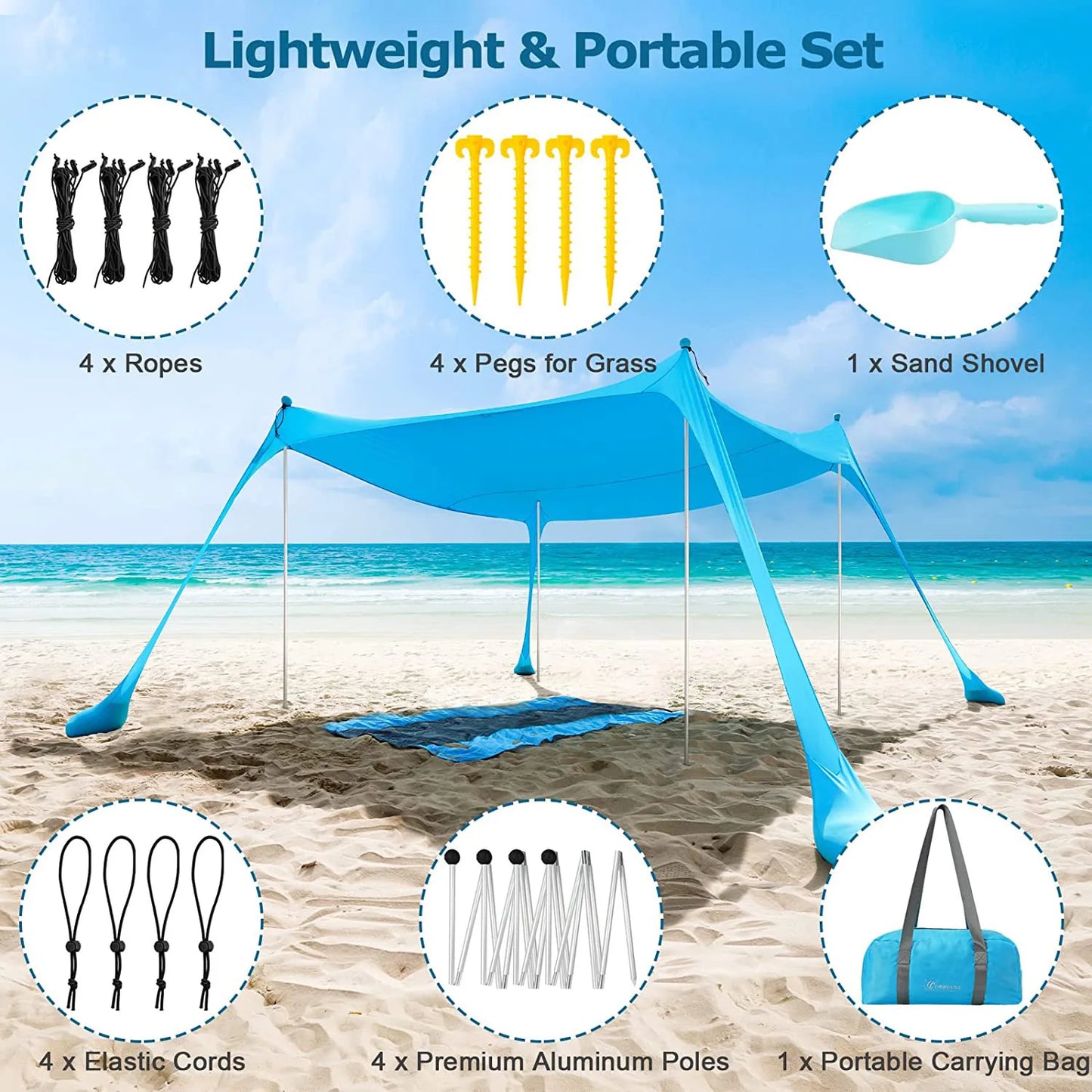 Outdoor Lawn and Beach Leica Canopy Tent Portable Lawn Camping Fishing Tent Outdoor Sun Protection and Cooling Large Size