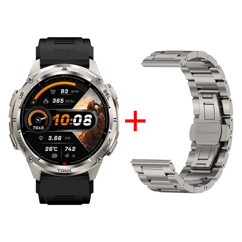 2025 KOSPET TANK T3 Ultra 2 GPS Smart Watch For Men Compass Altimeter Barometric 5ATM IP69K Waterproof AMOLED Bluetooth Call