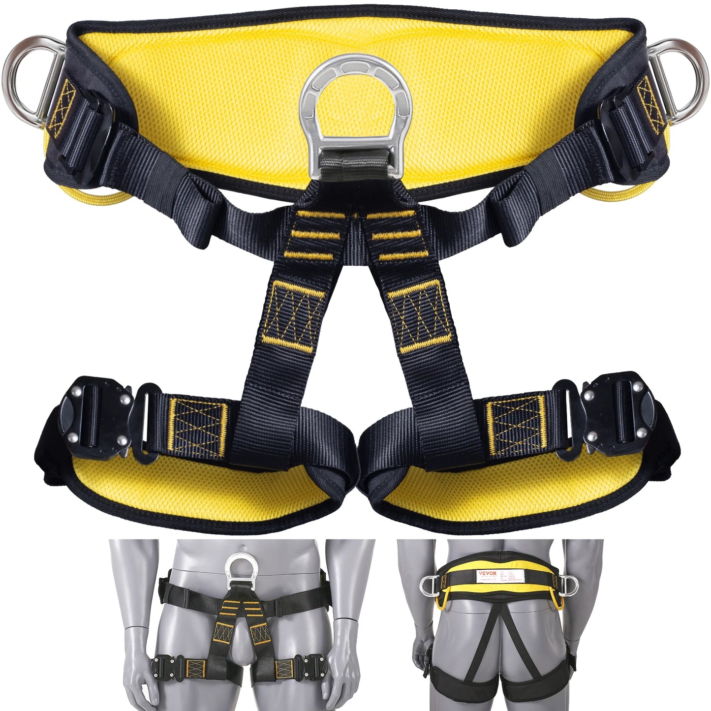 SucceBuy Half Body Safety Harness Tree Climbing Harness Half Protection Harness 340 lbs for Fire Rescuing Caving Rock Climbing