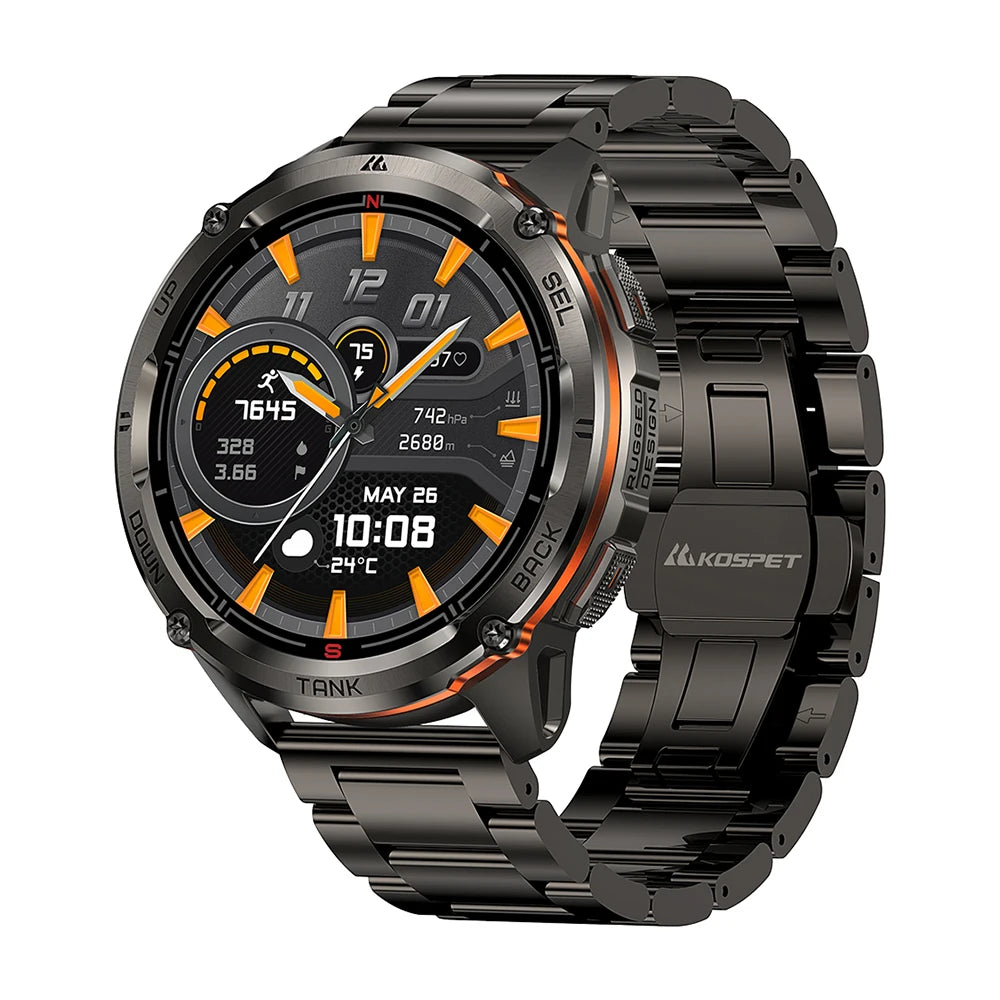 2025 KOSPET TANK T3 Ultra 2 GPS Smart Watch For Men Compass Altimeter Barometric 5ATM IP69K Waterproof AMOLED Bluetooth Call