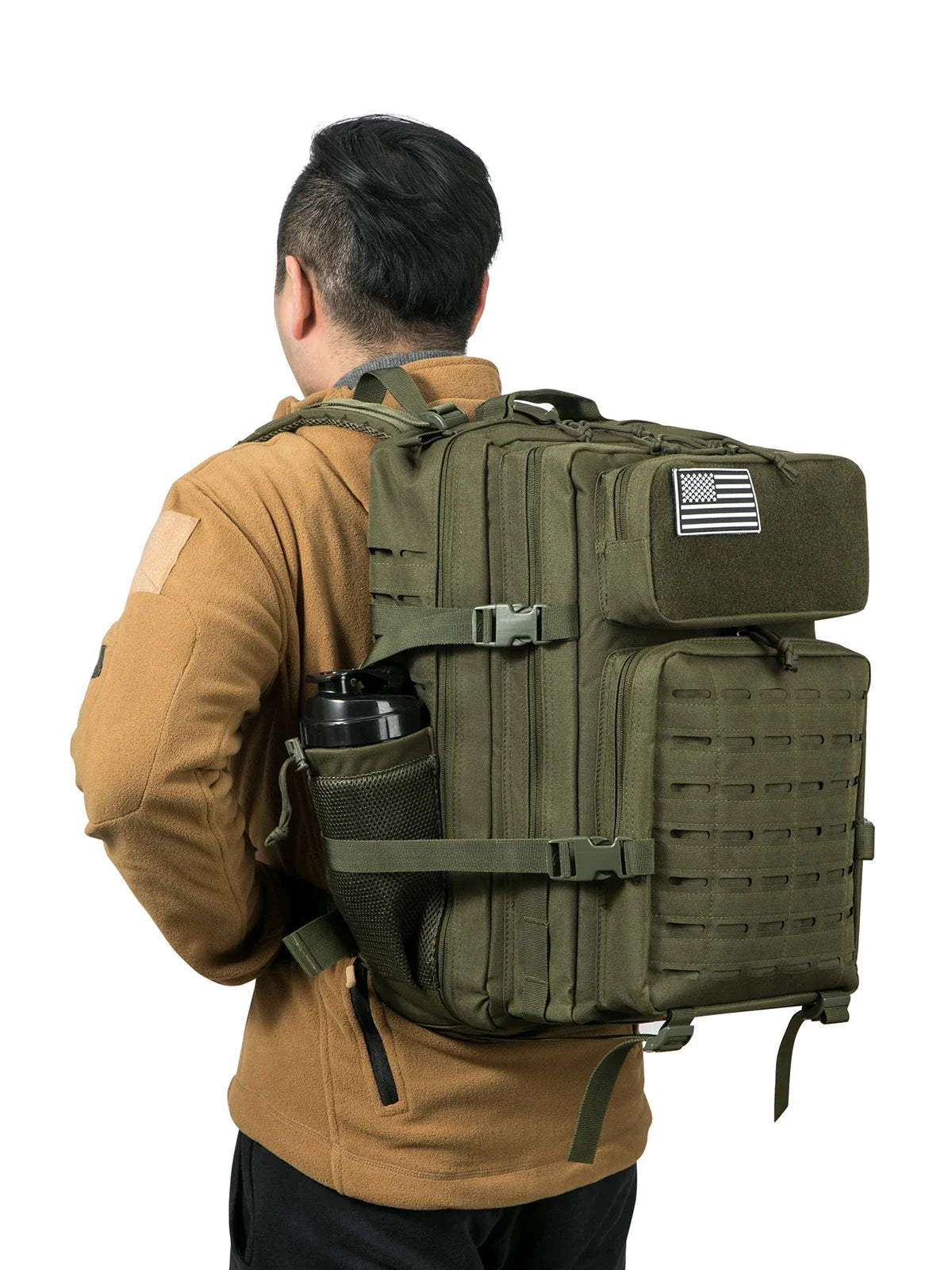 45L Men's Tactical Backpack with Double Cup Holder Hunting Backpack Outdoor Camping Gear Backpack Hiking Survival Backpack
