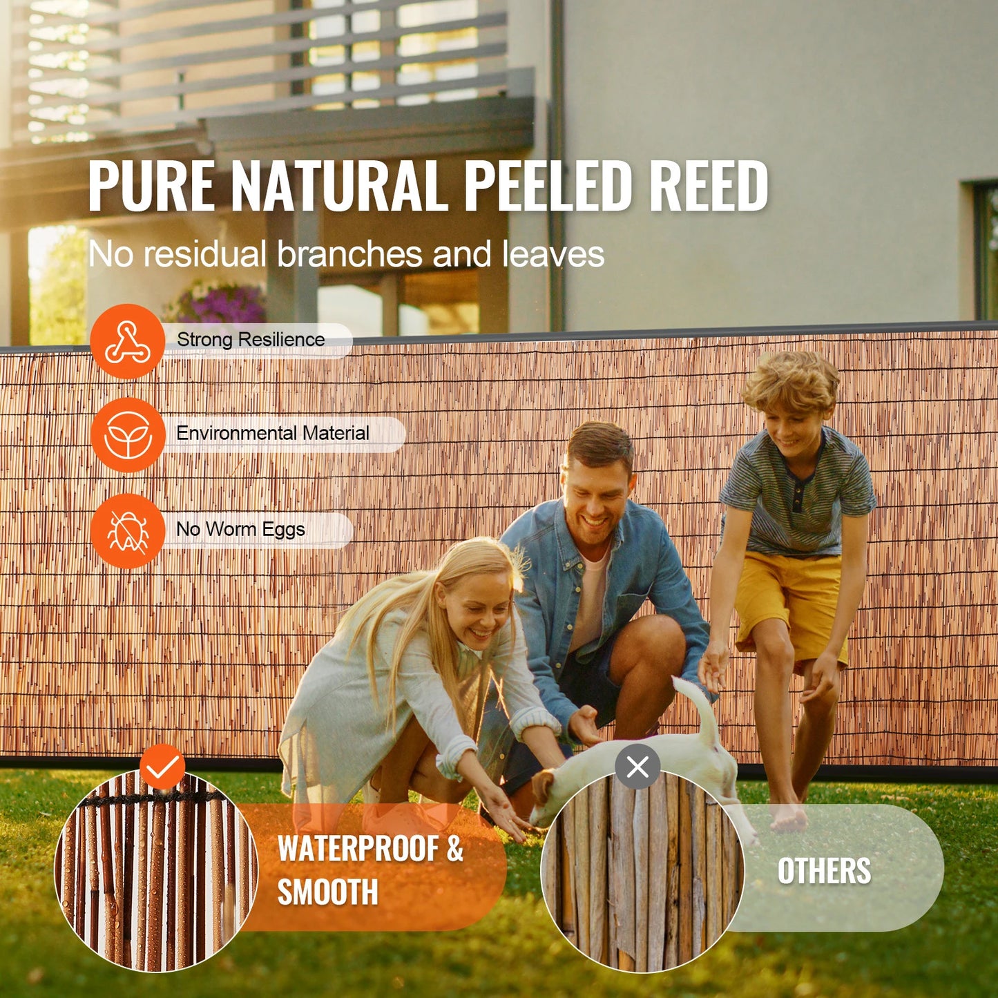 SucceBuy Natural Reed Fencing 3.3 ftx13.3ft Balcony Reed Fence Roll for Outdoor Backyard Patio Decorative Fence Fencing Divider