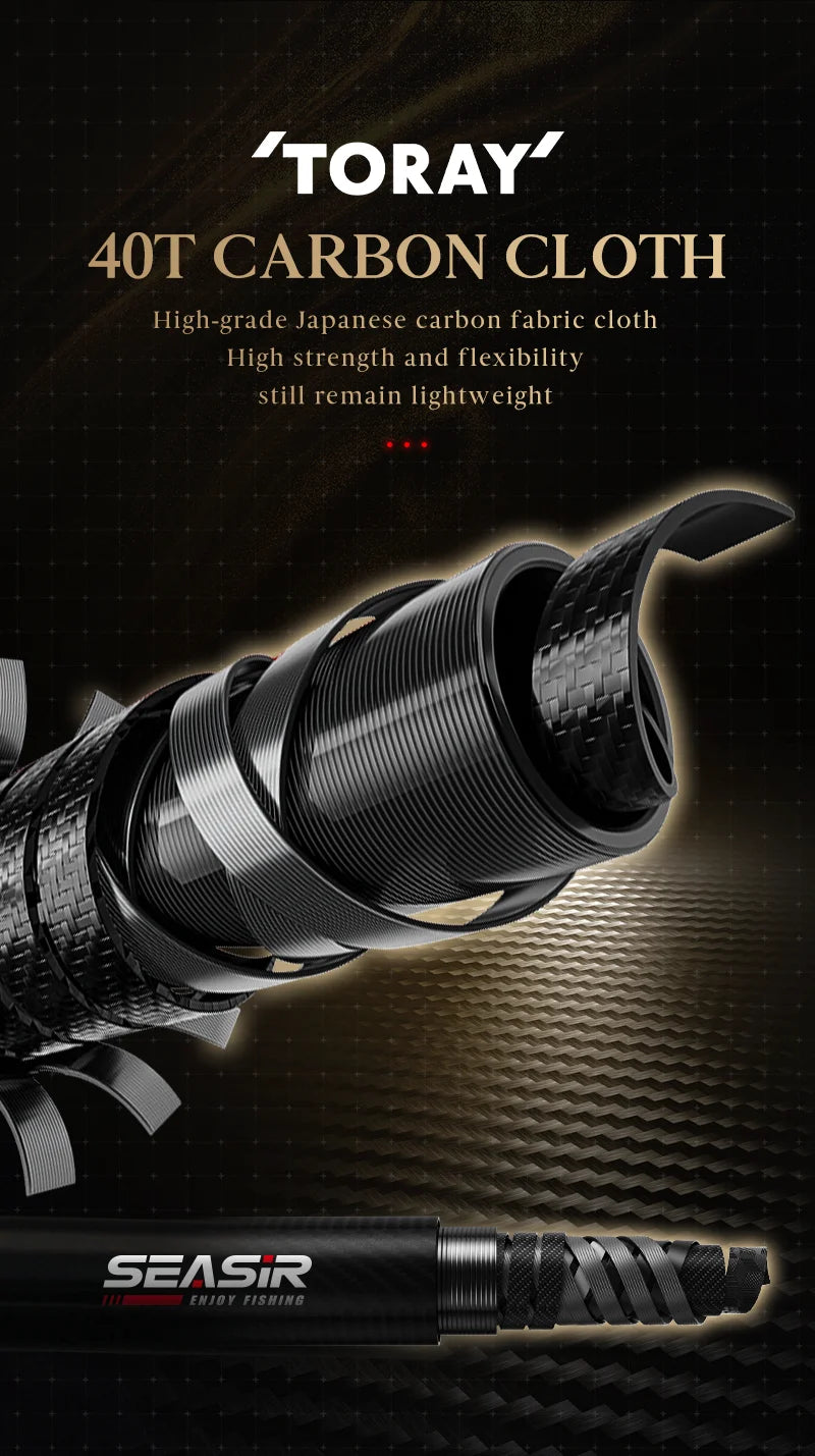 Seasir Stream Spining Baitcasting Fihsing Rods Ultralight Carbon Solid Wood Handle Fuji A+O 40T Carbon Cloth Lure Weight 1-10g