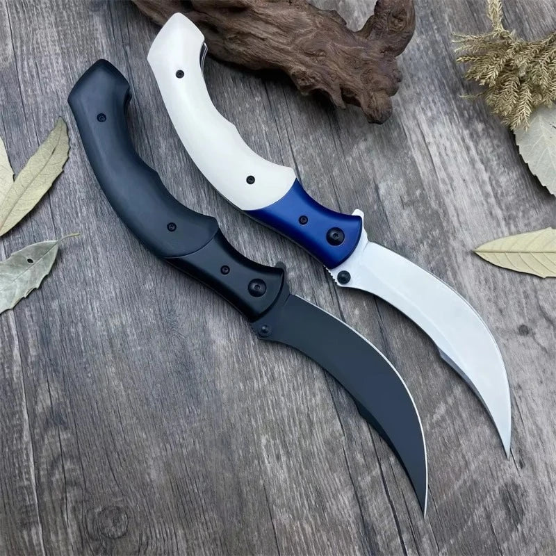 CR 7471 Folding Pocket Knife 8Cr13Mov Blade Resin/Wooden Handle Camping Outdoor Hunting Self-defense Survival EDC Tools Knives