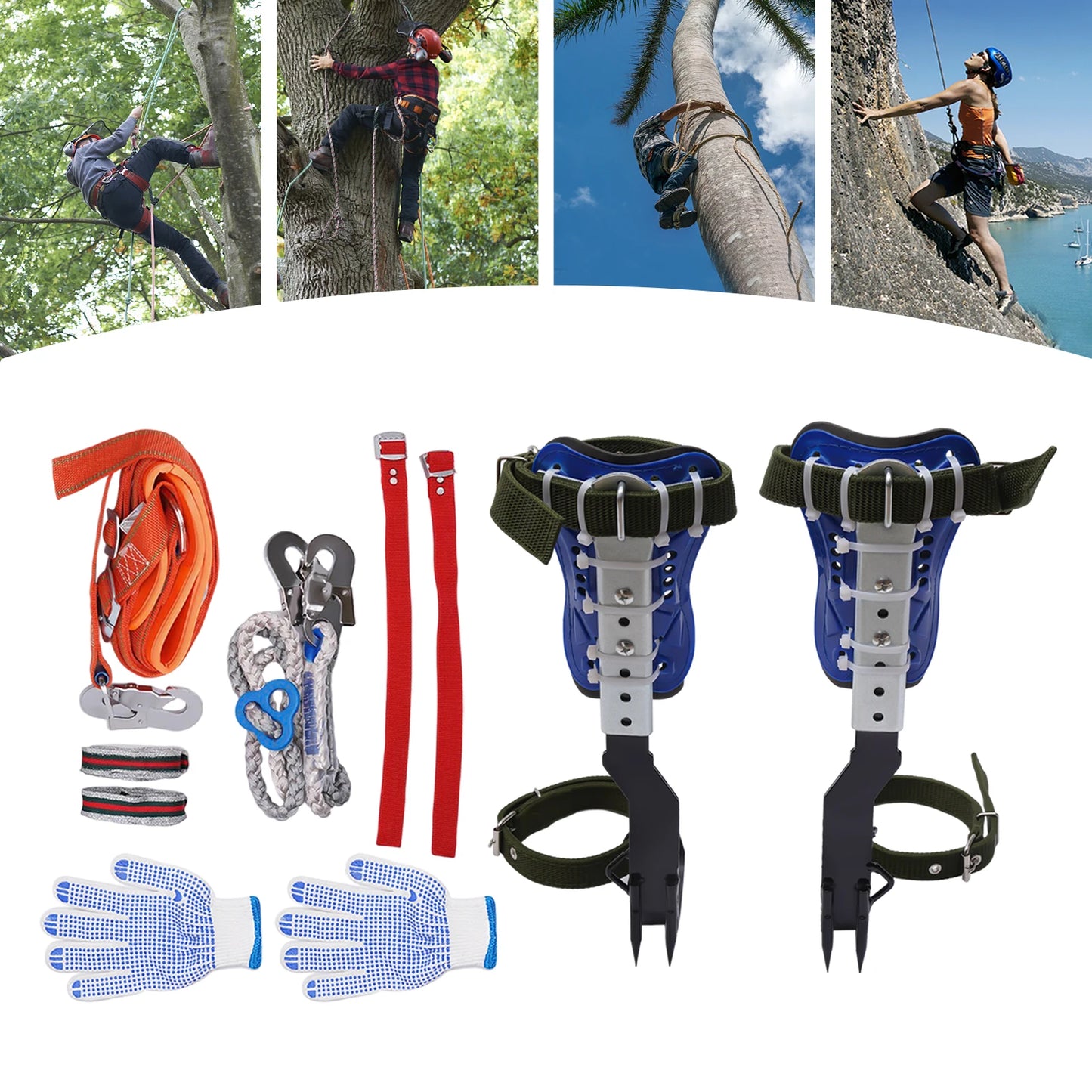 Tree Climbing Tools Adjustable Portable Tree Climbing Gear Kit Climbing Gear with Harness and Leash