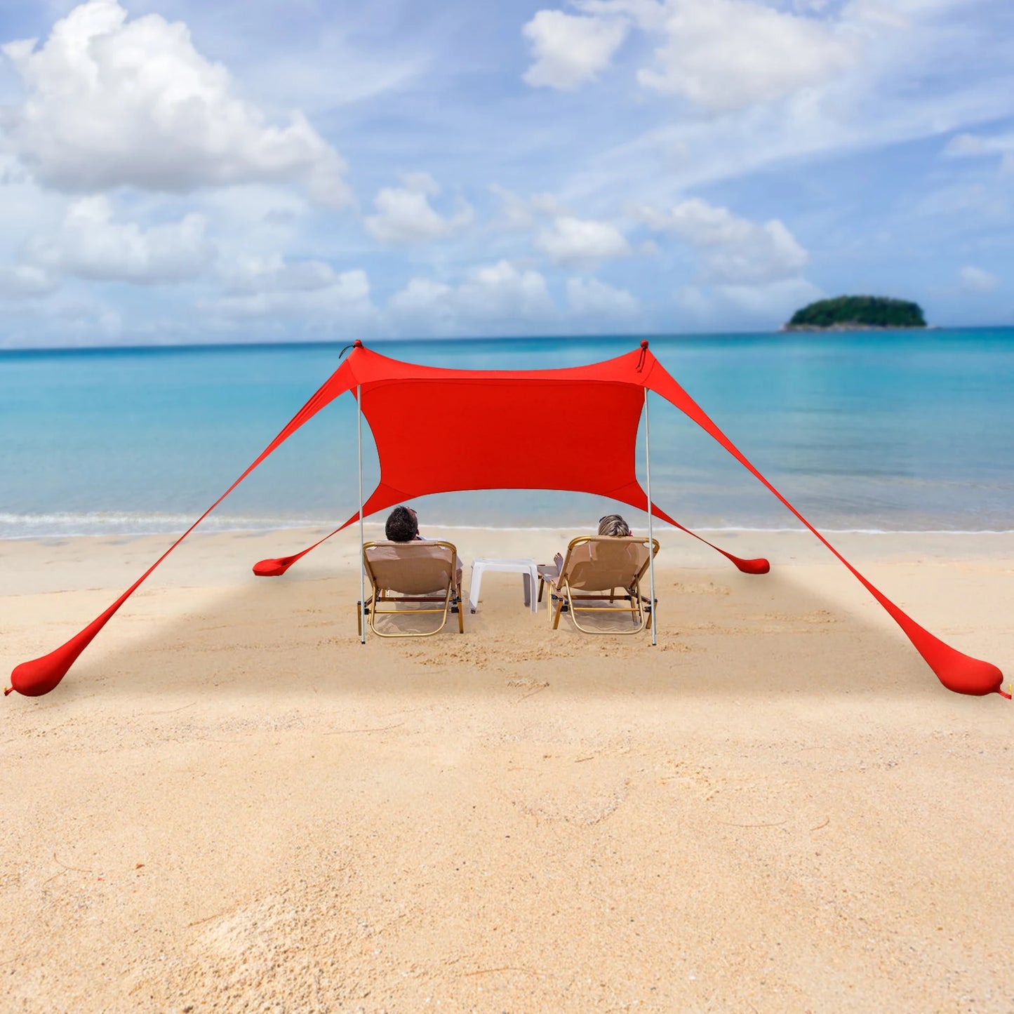 Hot Sell Portable Beach Canopy Tent Sunshade Polyester Fiber Easy Setup Outdoor Shelter for Camping Picnic Fishing Shelter Red