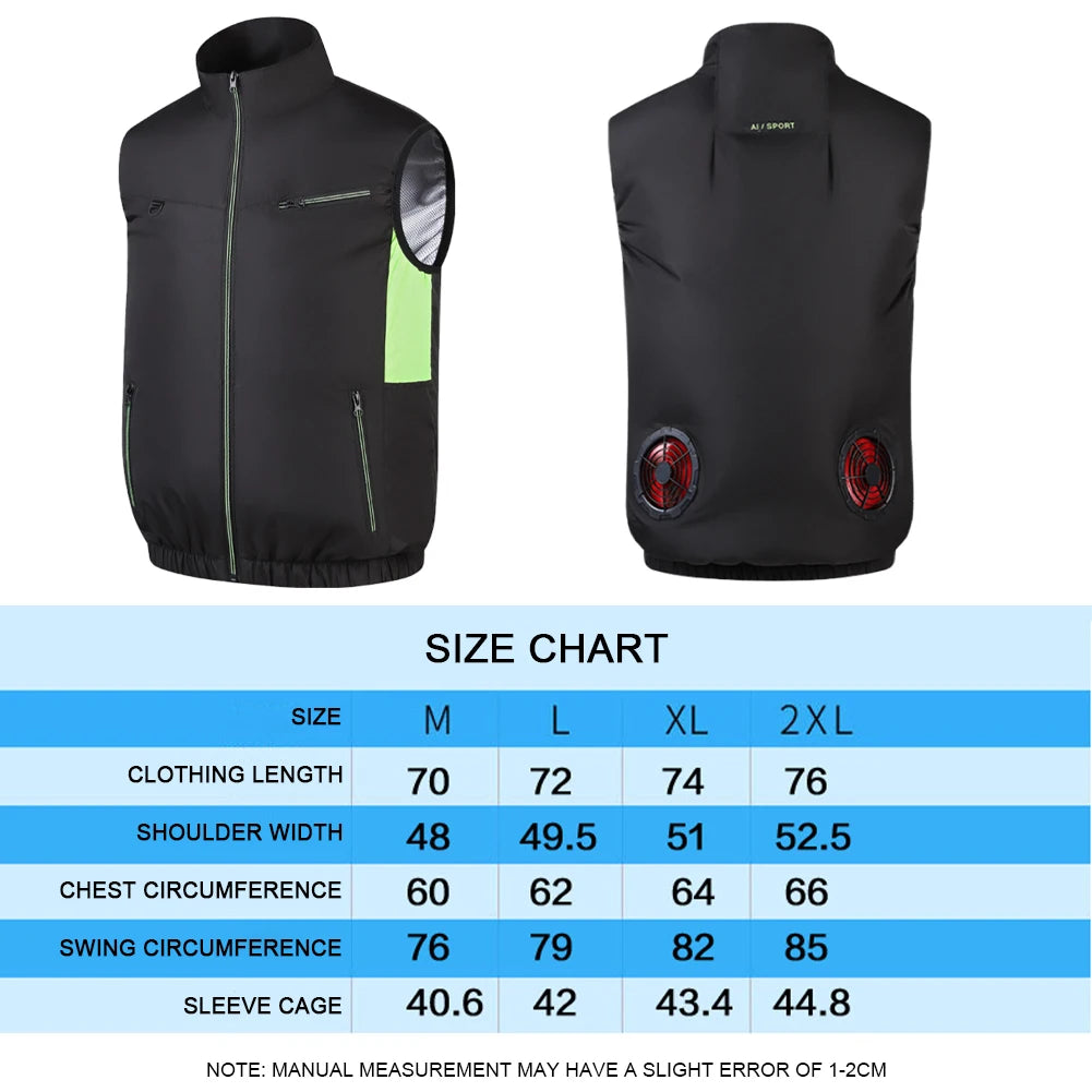 Cooling Vest Ice Fan Vest Heat Resistant Air Conditioner Clothes 3 Gears Breathable Wearable Cooling Fan Vest for Camping Hiking