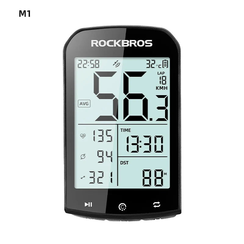 ROCKBROS GPS Bike Computer 5.0 ANT+ Bluetooth IPX6 Waterproof Wireless Speedometer Odometer Bicycle Stopwatch Bike Accessories