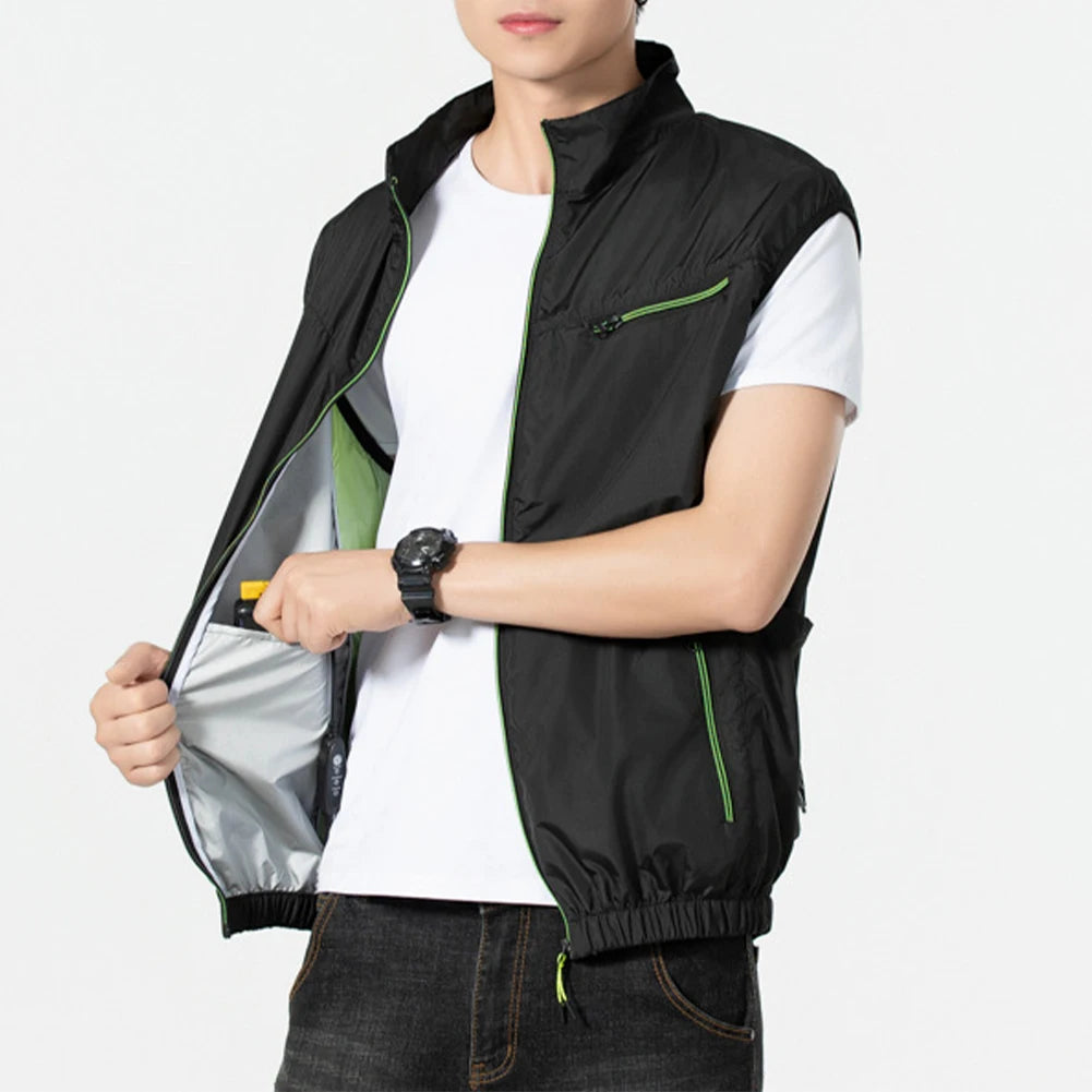 Cooling Vest Ice Fan Vest Heat Resistant Air Conditioner Clothes 3 Gears Breathable Wearable Cooling Fan Vest for Camping Hiking