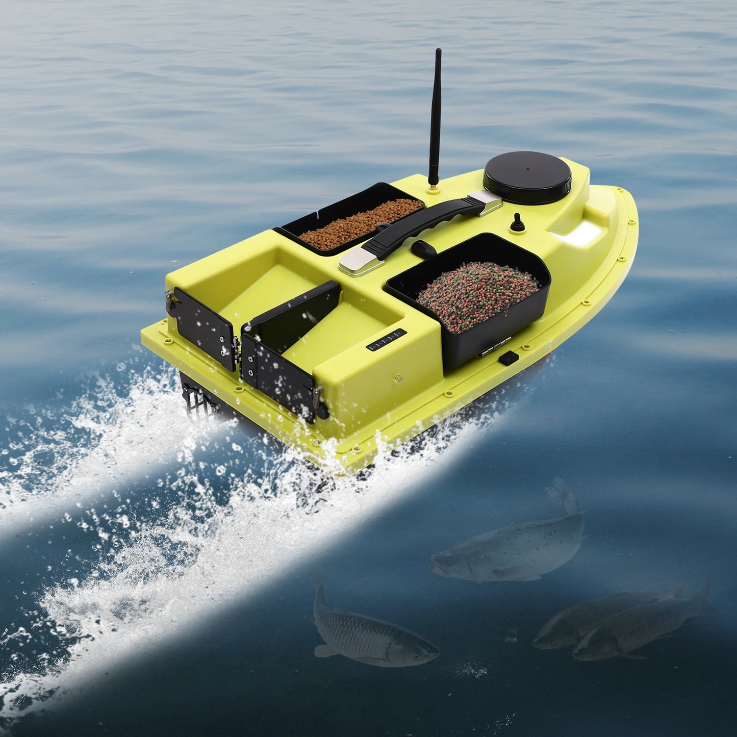 GPS RC Bait Boat for Fishing w/5200mAh Battery LED Screen Fishing Bait Boat 500M RC 40W 4 Bait Slot Fishing Bait Boat Set