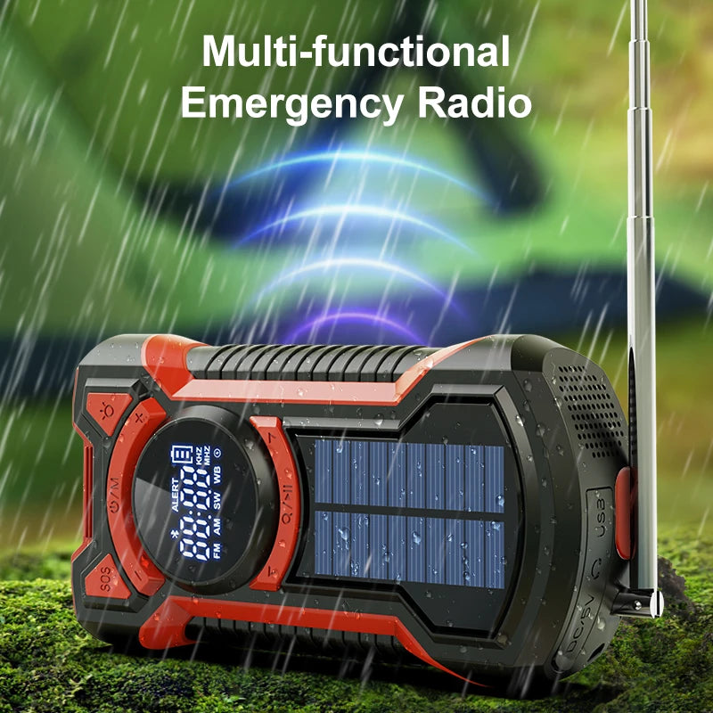 Multifunctional Solar Hand Crank Radio AM/FM/NOAA Weather Radio Bluetooth Speaker 5000mAh Emergency Flashlight Phone Power Bank