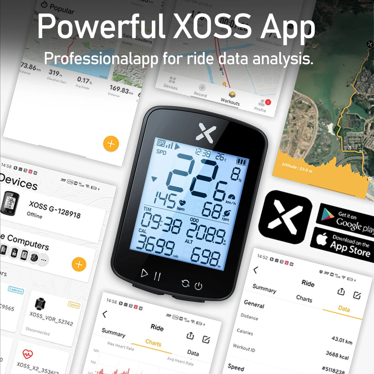 XOSS G2 Plus Bike Computer Wireless GPS Cycling Speedometer Waterproof ANT+ Cadence Speed Smart Bicycle Odometer Roadbike MTB