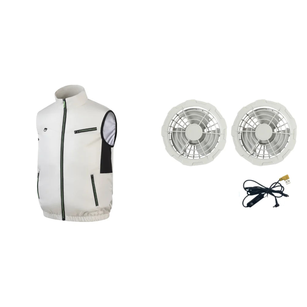 Cooling Vest Ice Fan Vest Heat Resistant Air Conditioner Clothes 3 Gears Breathable Wearable Cooling Fan Vest for Camping Hiking