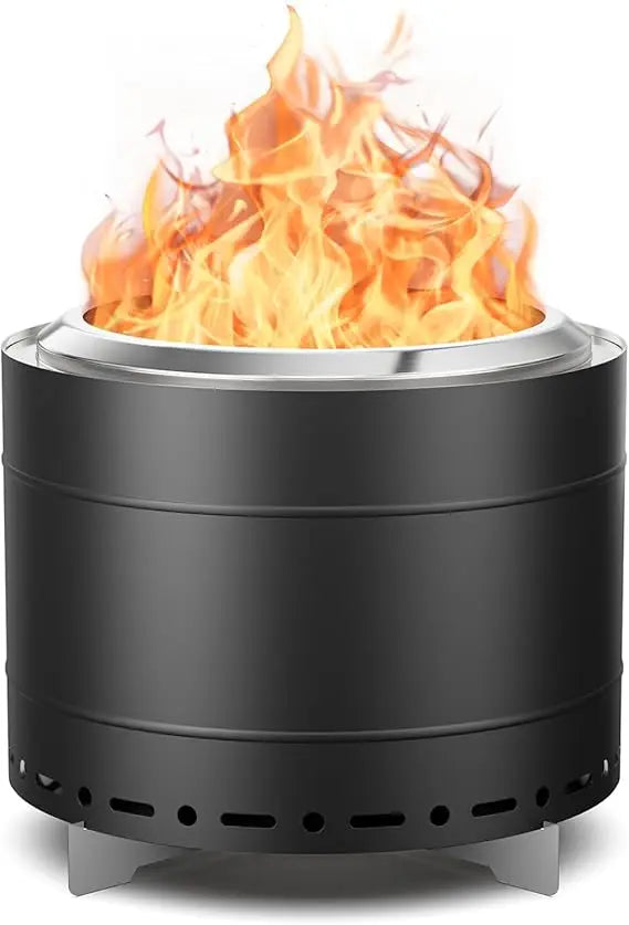 19.5 inch Smokeless Fire Pit with Carry Bag, Stainless Steel Outdoor Smokeless Firepit, Wood Burning Fire Pits for Camping, Bonf