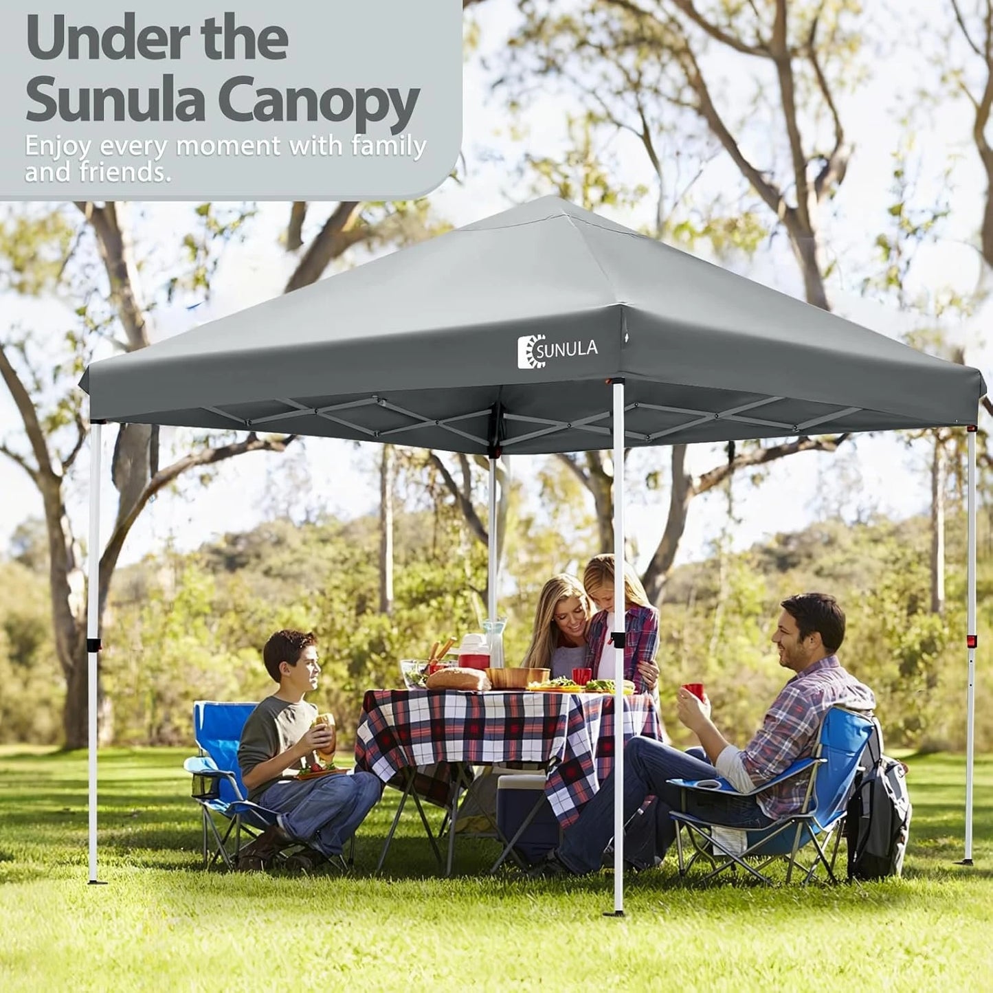 10x10 Pop Up Canopy Tent Instant Gazebo for Outside Camping Portable Outdoor Shading Shelter Easy Setup Sunula Beach Tent, Gray