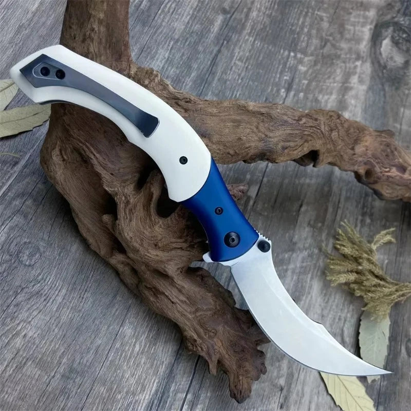 CR 7471 Folding Pocket Knife 8Cr13Mov Blade Resin/Wooden Handle Camping Outdoor Hunting Self-defense Survival EDC Tools Knives