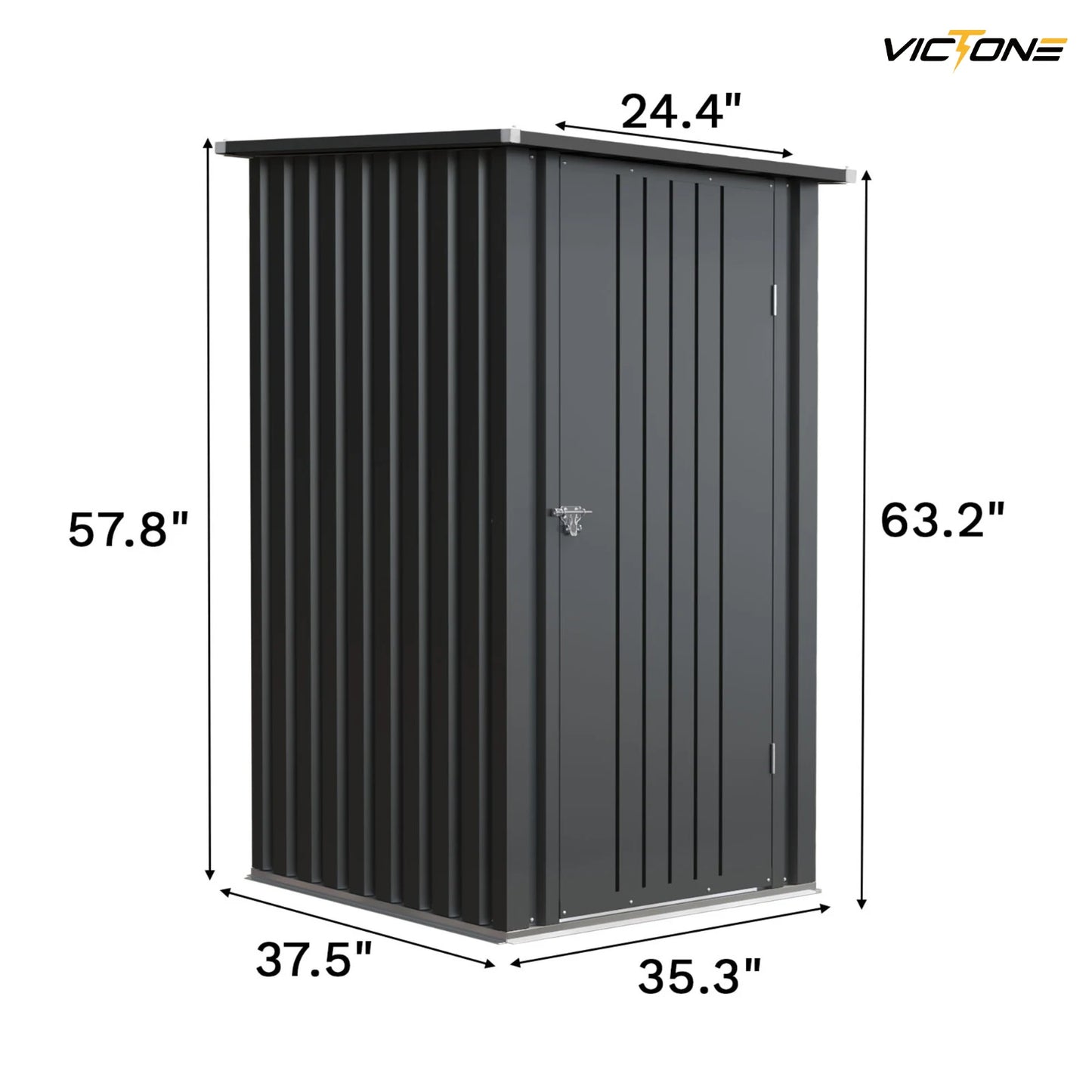 Victone 3' x 3' Compact Outdoor Storage Shed - Durable Small Garden Tool Storage with Sloping Roof, Single Lockable Door, Black