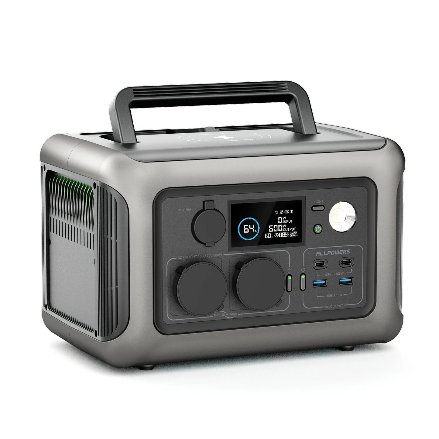 ALLPOWERS Portable Power Station R600, 299Wh LiFeP04 Battery with 2x 600W (1200W Surge) AC Outlets for Outdoor Camping RV Home