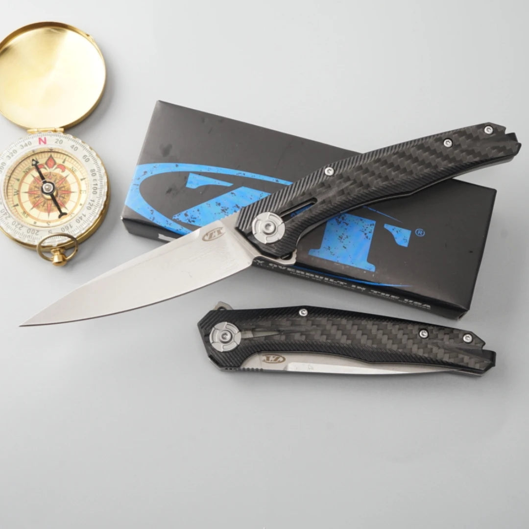 American hand tool survival folding knife, lightweight carbon fiber handle, camping, fishing, outdoor exploration, men's gift,