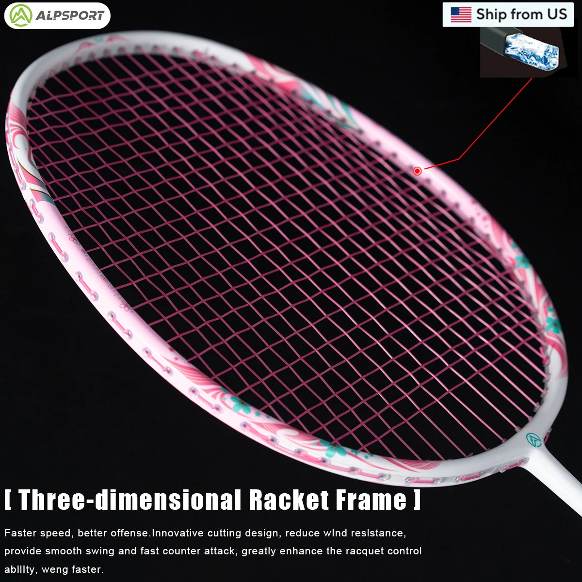 ALP TX 4U Professional Ultra-light Offensive Type Badminton Racket T800 Carbon Fiber Imported Carbon Fiber Original Import  USA