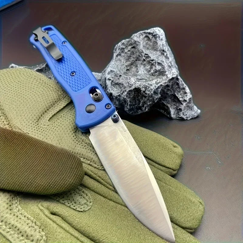 BM 535 Outdoor Folding Lock Knife White Blade Nylon Fiberglass Handle EDC Camping Hunting Survival Multitools Convenience Knife