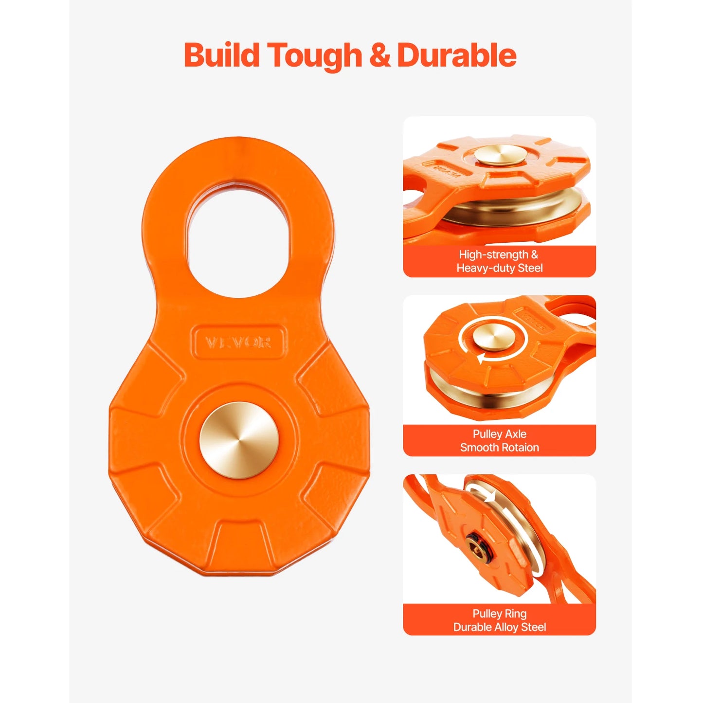 SucceBuy 30T Single Swivel Rope Pulley Winch Snatch Block for 0.4" - 0.55" Rope Towing & Recovery on Truck Tractor ATV & UTV