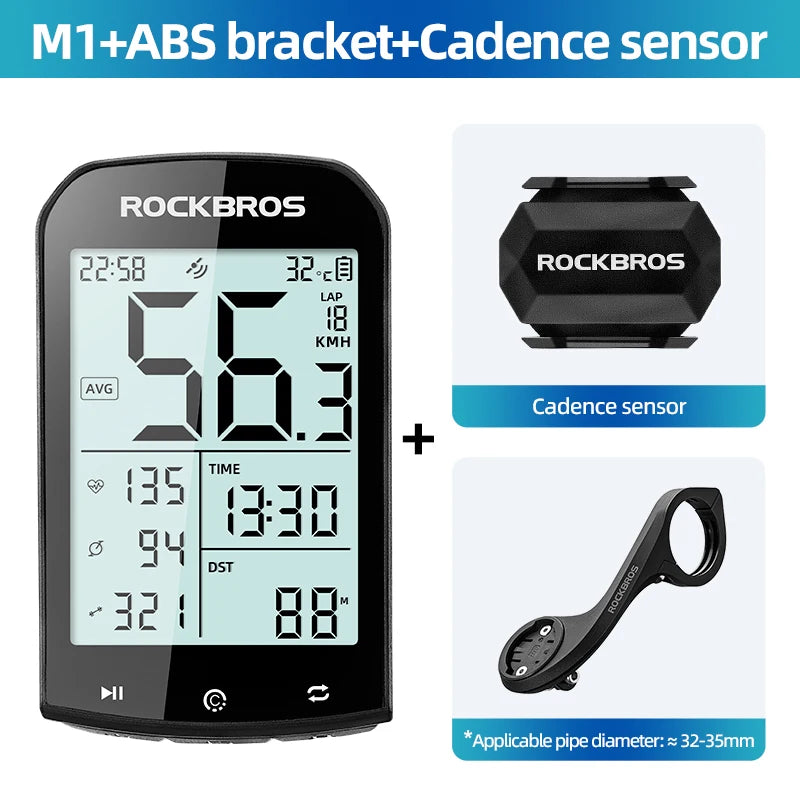 ROCKBROS GPS Bike Computer 5.0 ANT+ Bluetooth IPX6 Waterproof Wireless Speedometer Odometer Bicycle Stopwatch Bike Accessories