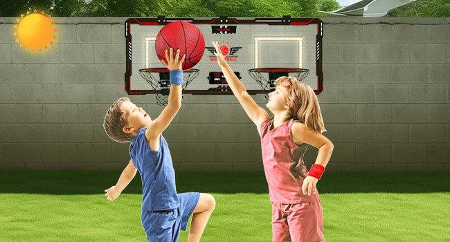 VATOS Basketball Hoop x2 Indoor Outdoor Electric Mini Basketball Scoreboard 4x Balls Toy Gift for Kids Boys Girls Sports Game