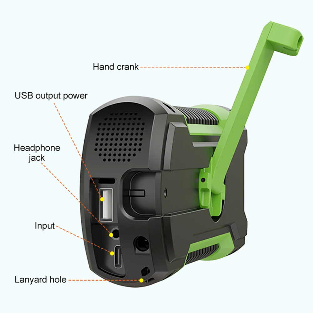 Multifunctional Solar Hand Crank Radio AM/FM/NOAA Weather Radio Bluetooth Speaker 5000mAh Emergency Flashlight Phone Power Bank