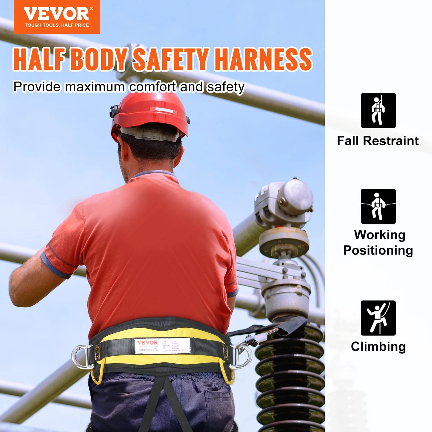 SucceBuy Half Body Safety Harness Tree Climbing Harness Half Protection Harness 340 lbs for Fire Rescuing Caving Rock Climbing