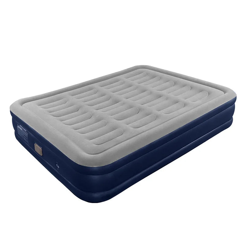 Foldable Inflatable Mattress Antileak Thicken Sleeping Bed Mat Soft Flocked Top Air Mattress With Electric Air Pump Camping Bed