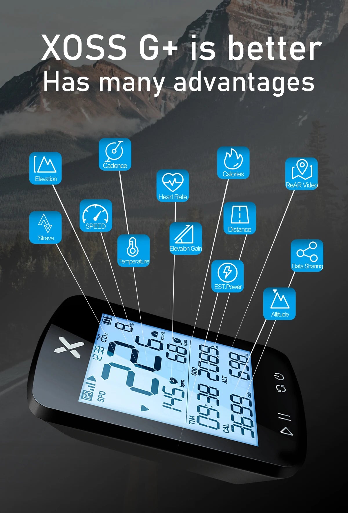 XOSS G2 Plus Bike Computer Wireless GPS Cycling Speedometer Waterproof ANT+ Cadence Speed Smart Bicycle Odometer Roadbike MTB
