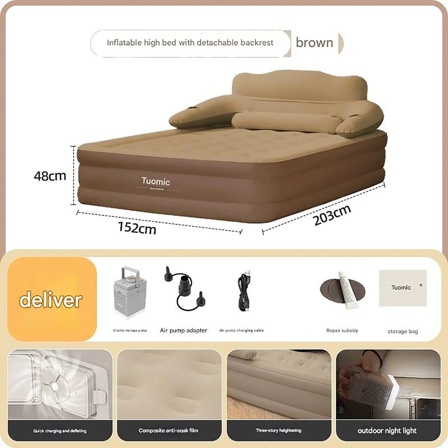 2 Person Automatic Inflatable Mattress For Home Outdoor Camping Rest Sleeping Bed Car Air Cushion Portable Folding Lazy Sofa Mat