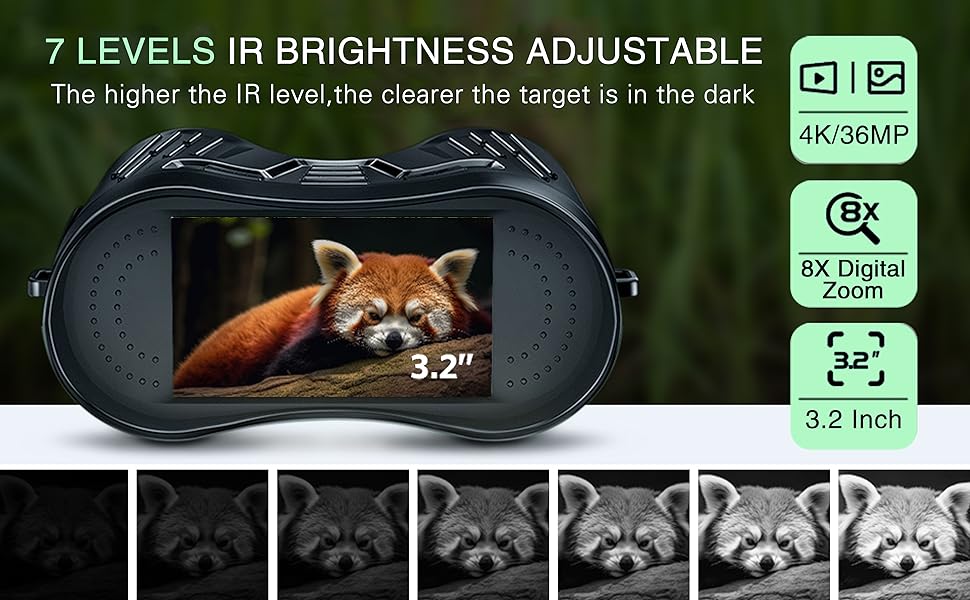 Night Vision Binoculars Goggles 8X Digital Zoom 1000ft HD 1080P with IR Illuminator & Video Recording 4K for Hunting/Camping