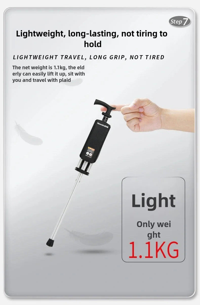 A 2-in-1 portable folding cane and chair combination that can be quickly folded and unfolded, equipped with a seat and three leg