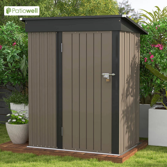 Victone 5x3 FT Outdoor Storage Shed, Tool Shed with Sloping Roof and Lockable Door, Metal Shed for Backyard Garden Patio Lawn