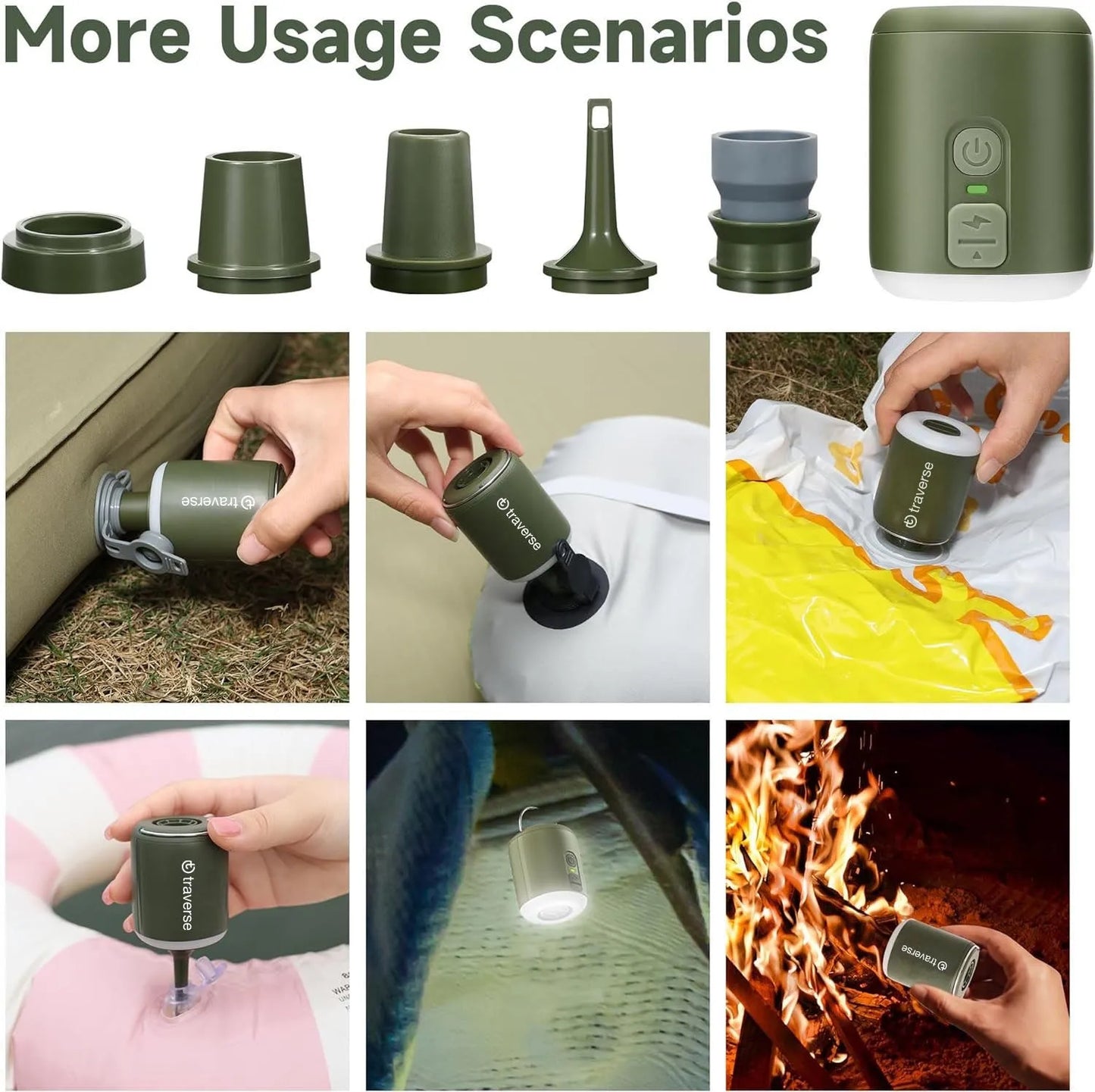 Nano Inflatable Pump with Built-In Lantern & Magnetic Design for Air Mattress, Pool Floats, & More