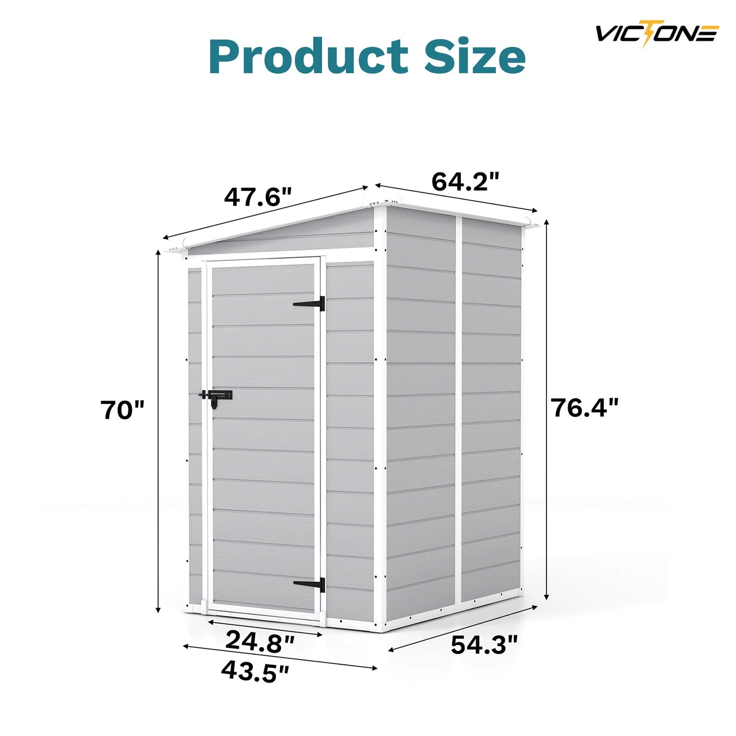 Victone 5x4 FT Plastic Outdoor Storage hed With Floor, Resin Storage shed &Lockable & Window Door For Patio Furniture