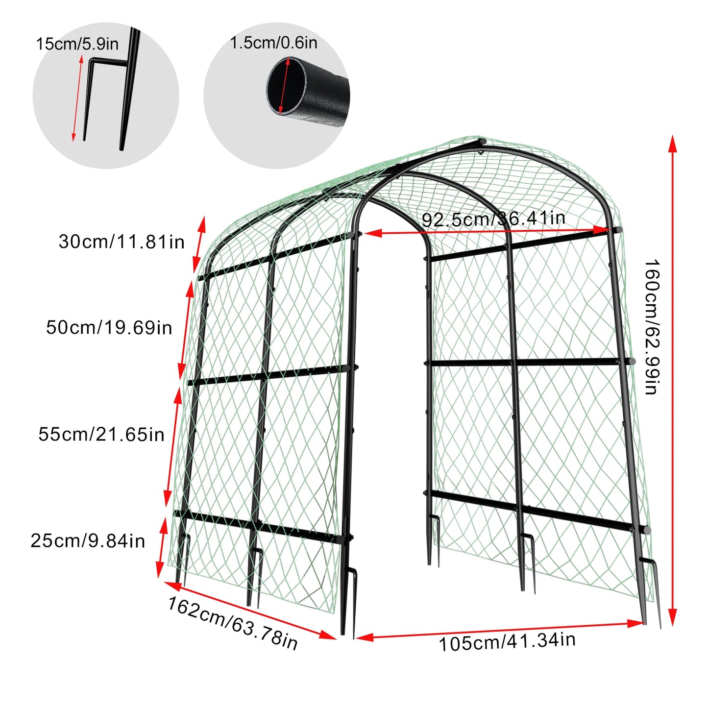 Garden Arch Trellis for Climbing Plants Outdoor, Tall Walkway Metal Archway Arbor Tunnel Large for Vegetables Plant Cucumber
