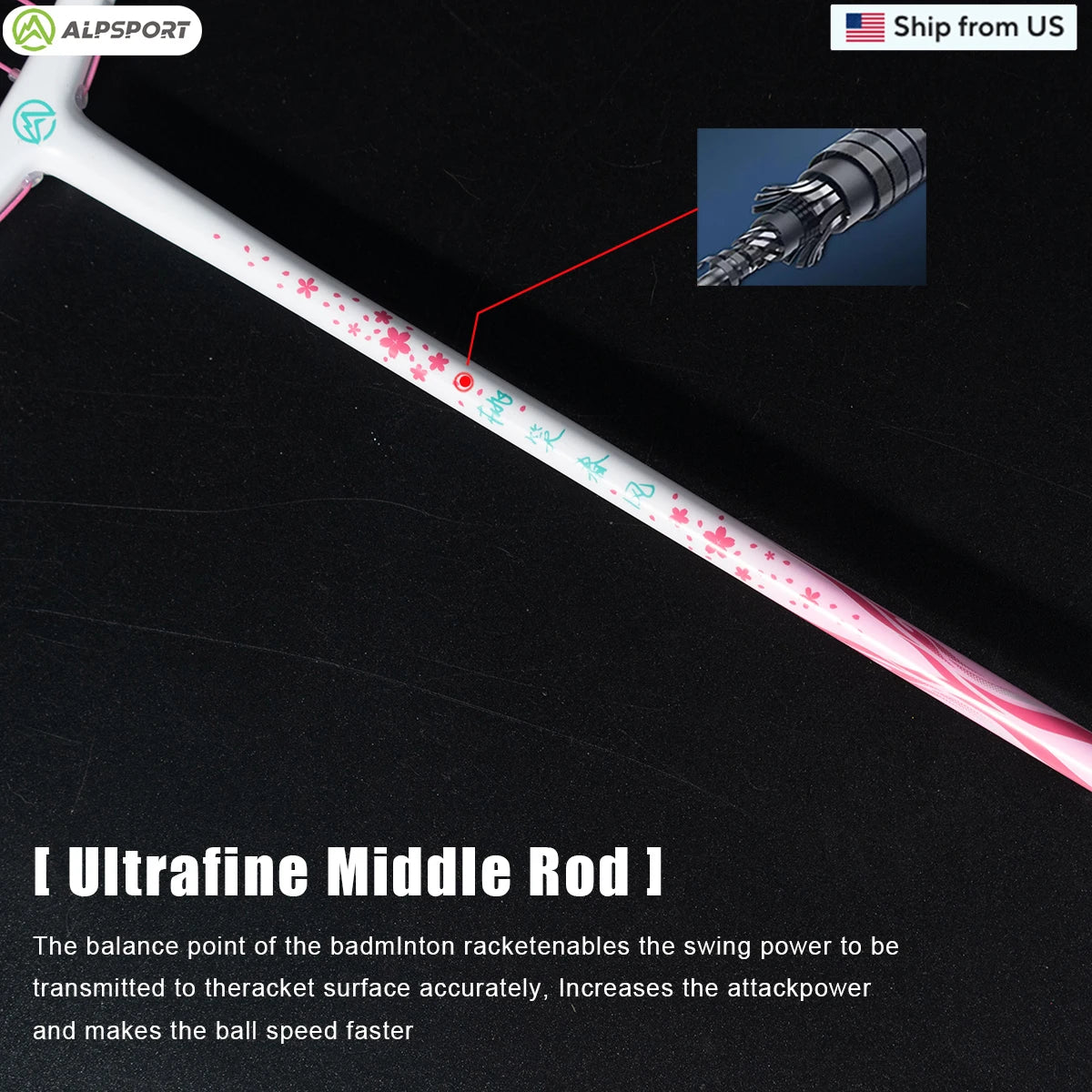 ALP TX 4U Professional Ultra-light Offensive Type Badminton Racket T800 Carbon Fiber Imported Carbon Fiber Original Import  USA