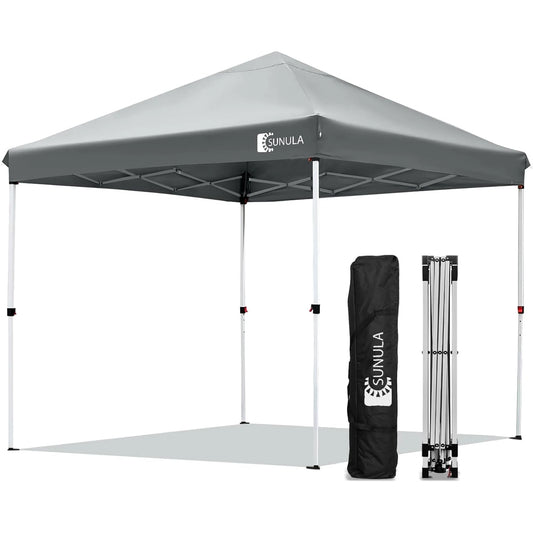 10x10 Pop Up Canopy Tent Instant Gazebo for Outside Camping Portable Outdoor Shading Shelter Easy Setup Sunula Beach Tent, Gray