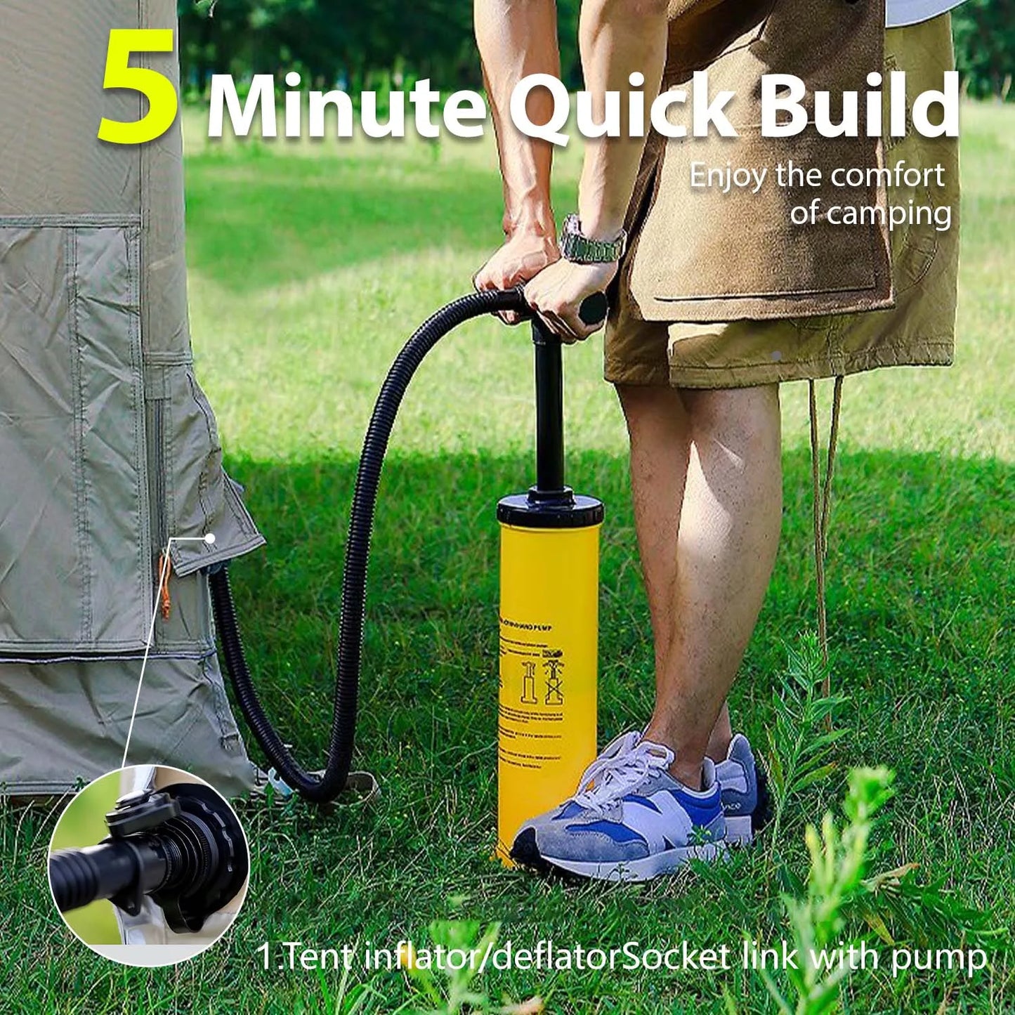 Large Inflatable Tent for 8-10 Person - 135 SQFT Inflatable Cabin Tents for Camping Instant Setup Blow up Tent 4 Season Waterpro